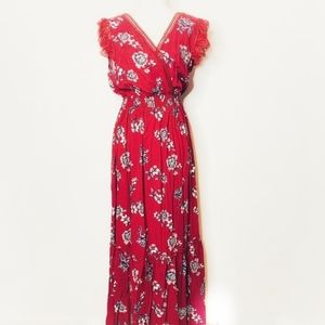 Cupshe Red Floral Maxi Dress With Open Back
